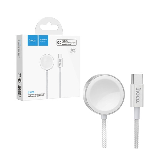 Carregador Sem Fio CW59 para iWatch and Samsung Preto